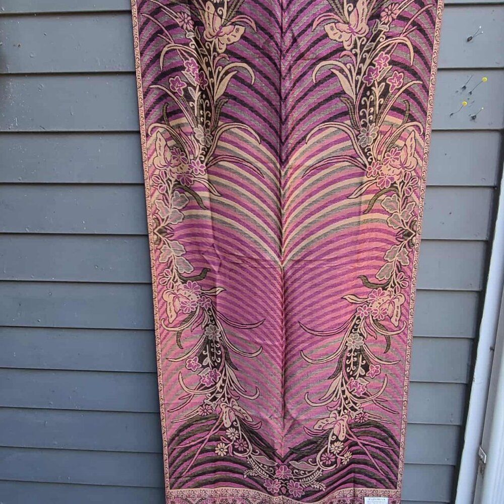 New Pashmina Brown Gold Mauve Floral Pashmina New - Picture 5 of 12